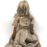 Amazing (and very intense!) Antique 22 Inch Waxed Doll with Blue Glass Eyes