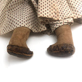 Amazing (and very intense!) Antique 22 Inch Waxed Doll with Blue Glass Eyes