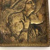 Brass Art Nouveau Ashtray with Woman in Large Hat