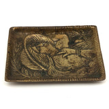 Brass Art Nouveau Ashtray with Woman in Large Hat