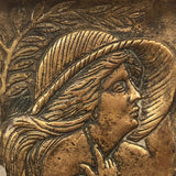 Brass Art Nouveau Ashtray with Woman in Large Hat