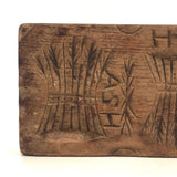 Antique Primitive Hand-carved Double Wheat Sheaf Monogrammed Butter Mold