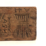 Antique Primitive Hand-carved Double Wheat Sheaf Monogrammed Butter Mold