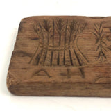 Antique Primitive Hand-carved Double Wheat Sheaf Monogrammed Butter Mold