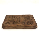 Antique Primitive Hand-carved Double Wheat Sheaf Monogrammed Butter Mold