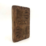 Antique Primitive Hand-carved Double Wheat Sheaf Monogrammed Butter Mold