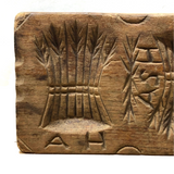 Antique Primitive Hand-carved Double Wheat Sheaf Monogrammed Butter Mold