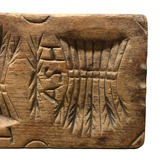 Antique Primitive Hand-carved Double Wheat Sheaf Monogrammed Butter Mold