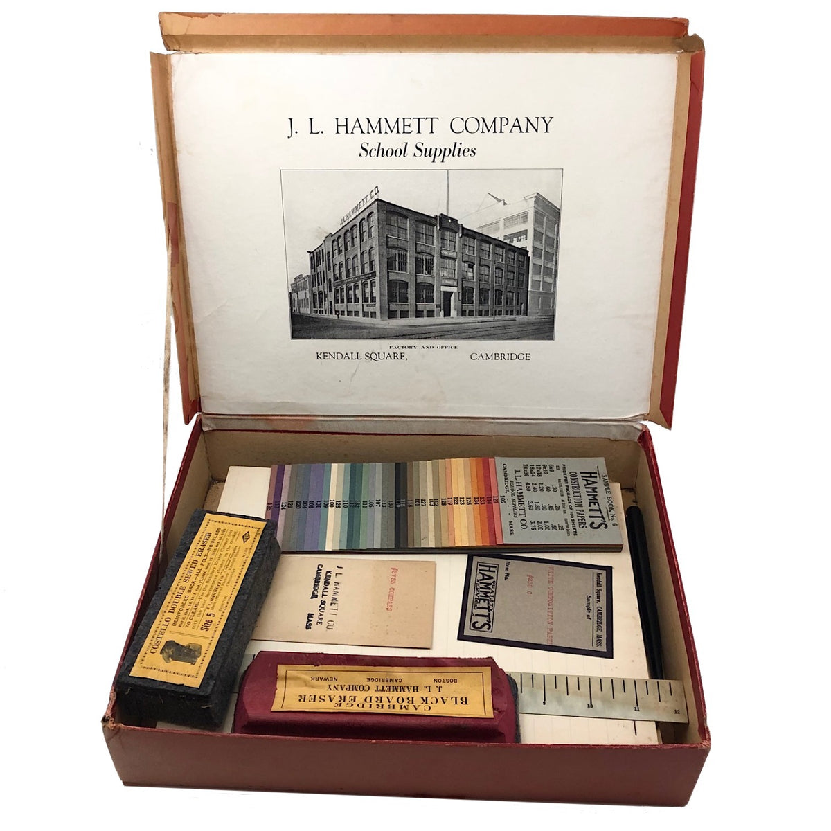 J.L Hammett Co. Antique School Supplies Salesman Samples Full Box