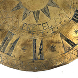 Special and Rare Early Hand-Engraved Brass Clock Dial Signed Fretel