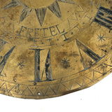 Special and Rare Early Hand-Engraved Brass Clock Dial Signed Fretel