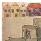 Arthur Tilo Alt Childhood Watercolor Drawing of Firetruck, Germany, WWII era