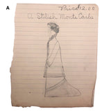 Carlotta Huse 1902 Graphite Fashion Drawings - Sold Individually