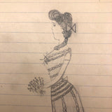 Carlotta Huse 1902 Graphite Fashion Drawings - Sold Individually