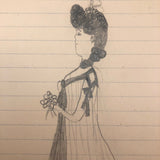 Carlotta Huse 1902 Graphite Fashion Drawings - Sold Individually