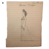Carlotta Huse 1902 Graphite Fashion Drawings - Sold Individually