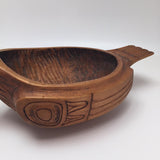 Hand-carved Alder Wood Northwest Coast Raven Bowl