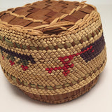 Makah Pacific Northwest Coast Native Whaling Motif Lidded Basket