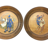 Swedish Hand-Painted Wooden Plate with Seaside Couple
