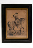 Folk Art George Washington on Horseback with Golden Ground, William Jones' 1932 Drawing/Painting/Carving Hybrid