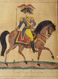 Folk Art George Washington on Horseback with Golden Ground, William Jones' 1932 Drawing/Painting/Carving Hybrid