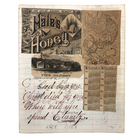 One Last Notebook Page with Cipher Writing (and God Loves You + Clippings on Reverse), 1887