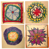 Set of Four Exuberant Crayon Drawn Mandalas by John Mosher, Grade 3, 1939