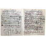 Alphabet, Horse, House, Evolution, Double-side Notebook Page with Cipher Writing, 1887