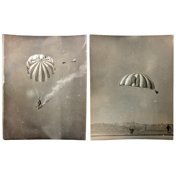 Parachuter Falling to Earth, Poignant Pair of Old Photos