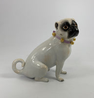 Meissen-esque Hand-painted Porcelain Pug