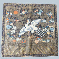 19th C. Chinese Silver Pheasant Rank Badge Embroidery on Silk