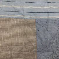 Boldly Graphic Handmade Quilt, Indigo Calico with Piecework Squares and Shirting Fabric Reverse