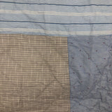 Boldly Graphic Handmade Quilt, Indigo Calico with Piecework Squares and Shirting Fabric Reverse