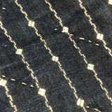 Boldly Graphic Handmade Quilt, Indigo Calico with Piecework Squares and Shirting Fabric Reverse