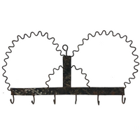 SOLD Wonderful 19th C. American Folk Art Painted Iron Wall Six Hook Hanging Rack
