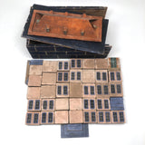 Marvelous Antique Painted House Blocks Set in Pink, Blue, Orange