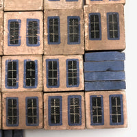 Marvelous Antique Painted House Blocks Set in Pink, Blue, Orange