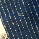 Boldly Graphic Handmade Quilt, Indigo Calico with Piecework Squares and Shirting Fabric Reverse