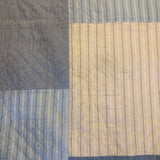 Boldly Graphic Handmade Quilt, Indigo Calico with Piecework Squares and Shirting Fabric Reverse