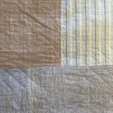 Boldly Graphic Handmade Quilt, Indigo Calico with Piecework Squares and Shirting Fabric Reverse