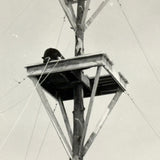 Woman in Stripes, Girl on Crutches, Looking Up at Animal in Tower, Vintage Glossy Snapshot