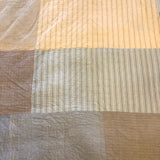 Boldly Graphic Handmade Quilt, Indigo Calico with Piecework Squares and Shirting Fabric Reverse