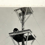 Woman in Stripes, Girl on Crutches, Looking Up at Animal in Tower, Vintage Glossy Snapshot