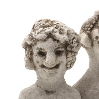 Curious Little Pair of Smiling Chalkware Busts (Flat Backs)