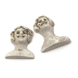 Curious Little Pair of Smiling Chalkware Busts (Flat Backs)