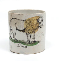 Wonderful and Very Rare Early 19th c. Transferware Child's Cup: LION