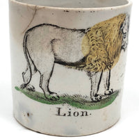 Wonderful and Very Rare Early 19th c. Transferware Child's Cup: LION