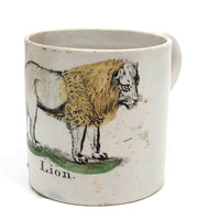 Wonderful and Very Rare Early 19th c. Transferware Child's Cup: LION
