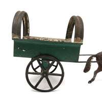 Antique Painted Tin Toy, Galloping Horse and Cart