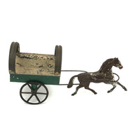 Antique Painted Tin Toy, Galloping Horse and Cart